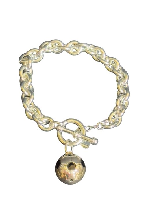Best Jewelry - BEST Silver-Tone Chain Bracelet With Soccer Ball Charm & Toggle Clasp